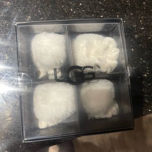 Ugg white fur ball napkin rings